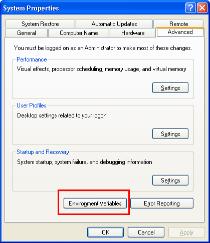 setting up the environment variable in windows-continued